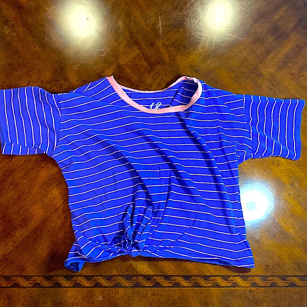 Cute blue and pink cropped tee shirt
